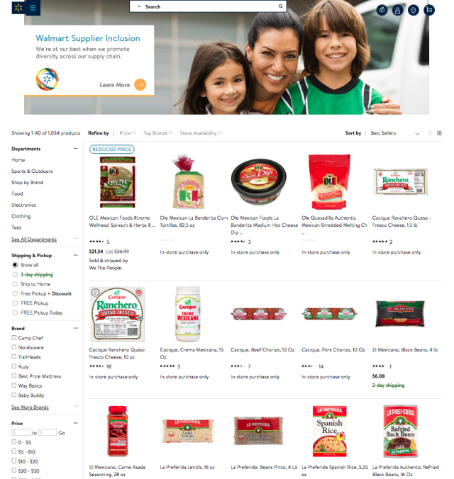 Walmart Stocks 'Supplier Inclusion' Shop with Hispanic Products Path